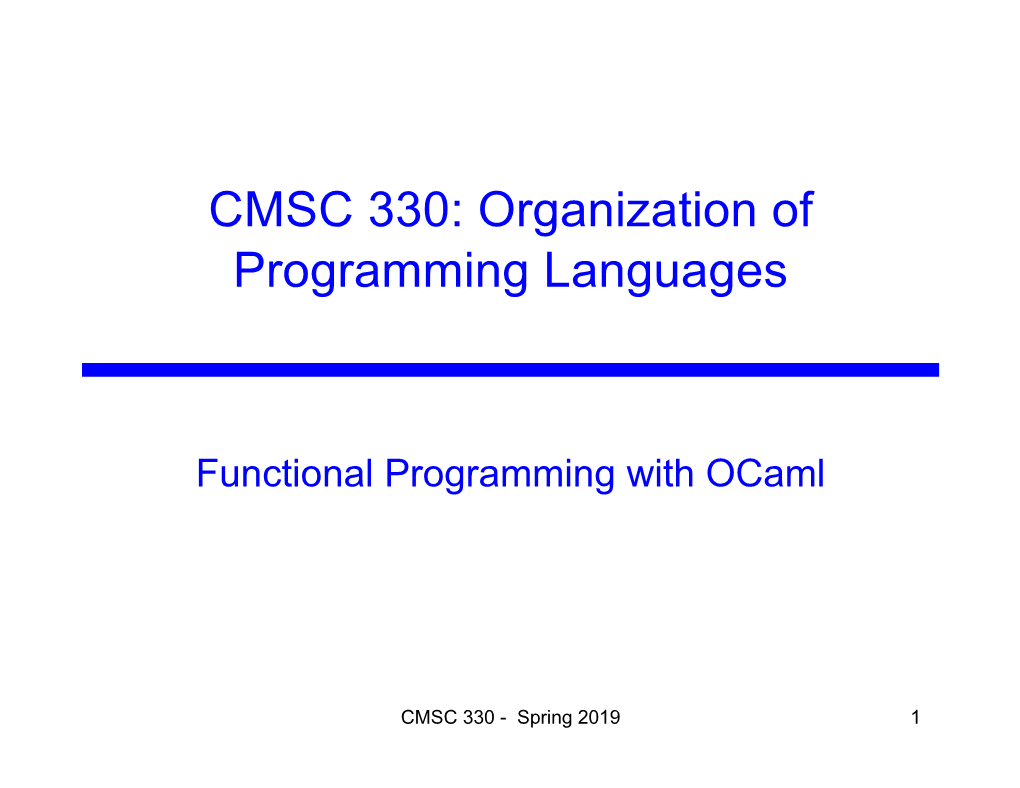 Functional Programming with Ocaml