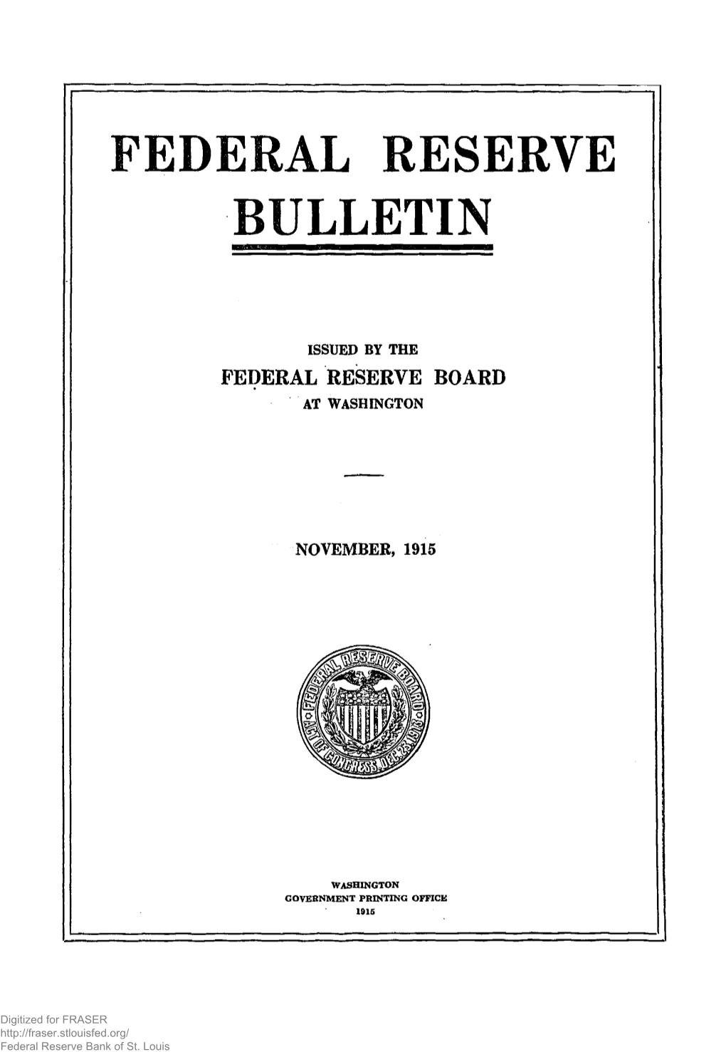 Federal Reserve Bulletin November 1915