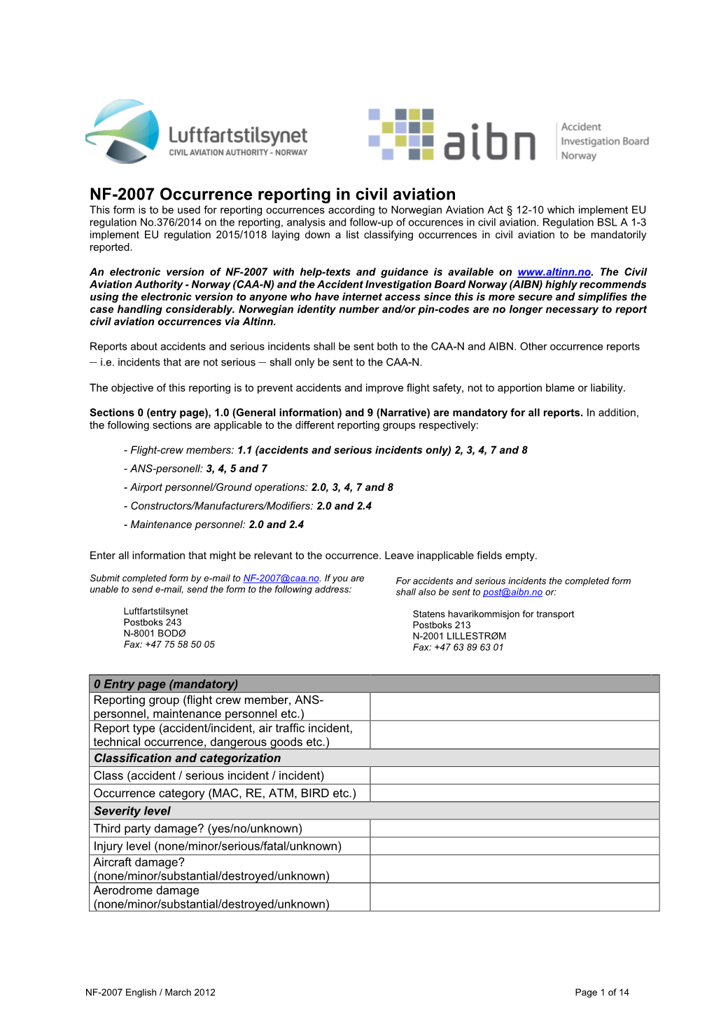 NF-2007 Occurrence Reporting in Civil Aviation