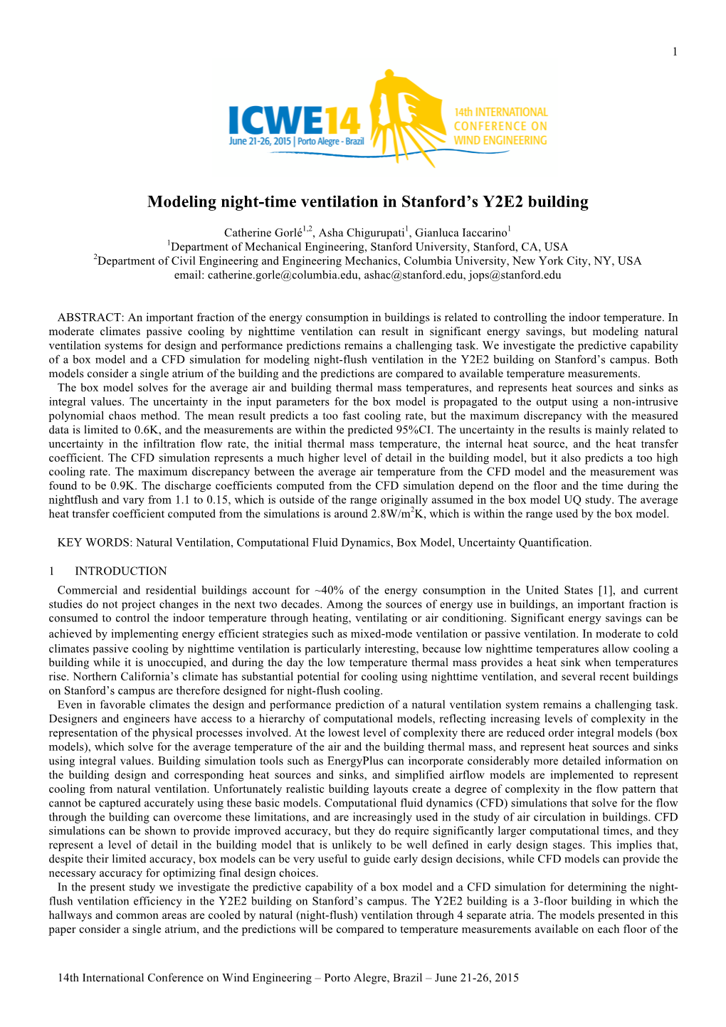 Modeling Night-Time Ventilation in Stanford's Y2E2 Building