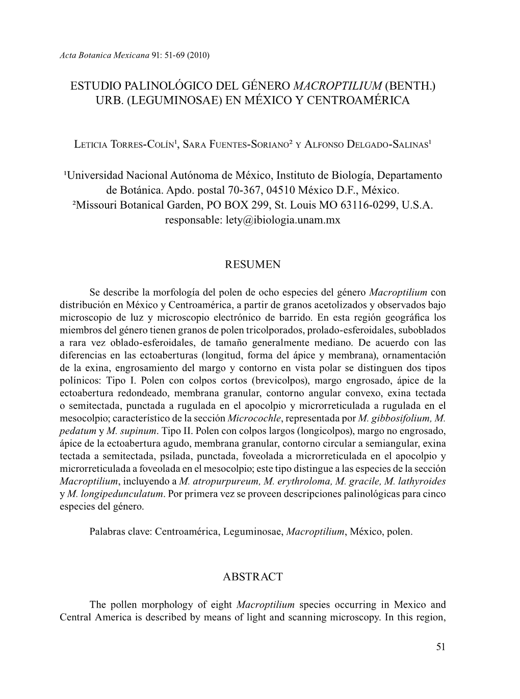Estudio Palinológico Del Género Macroptilium (Benth.) Urb. (Leguminosae) En México Y Centroamérica