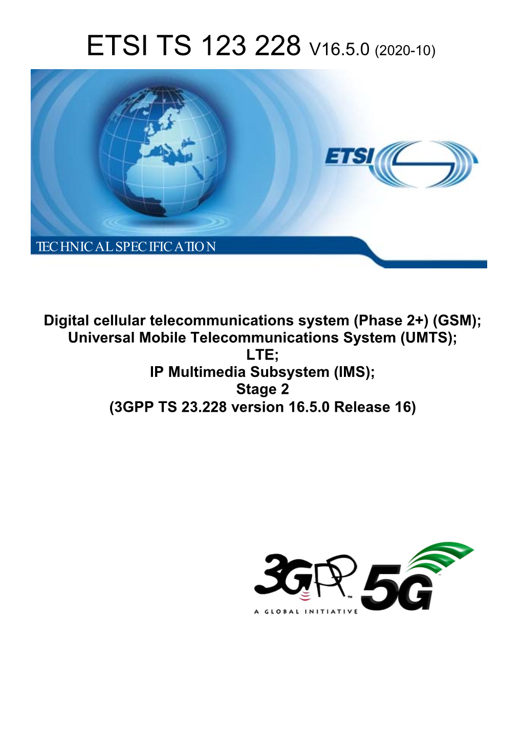 Etsi Ts 123 228 V16.5.0 (2020-10)