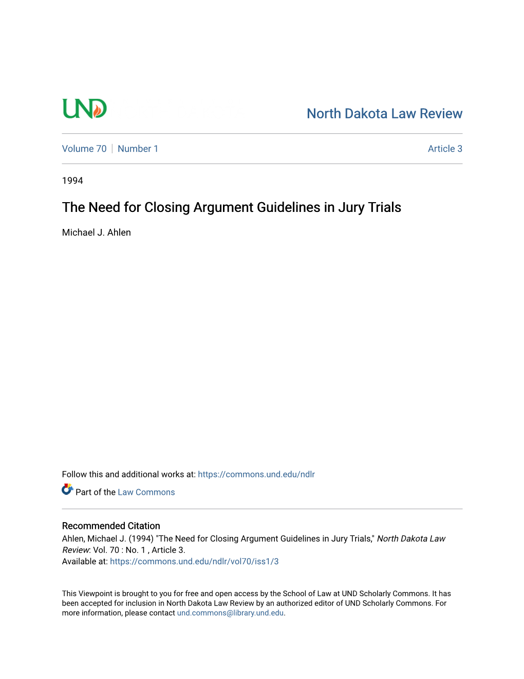 The Need for Closing Argument Guidelines in Jury Trials