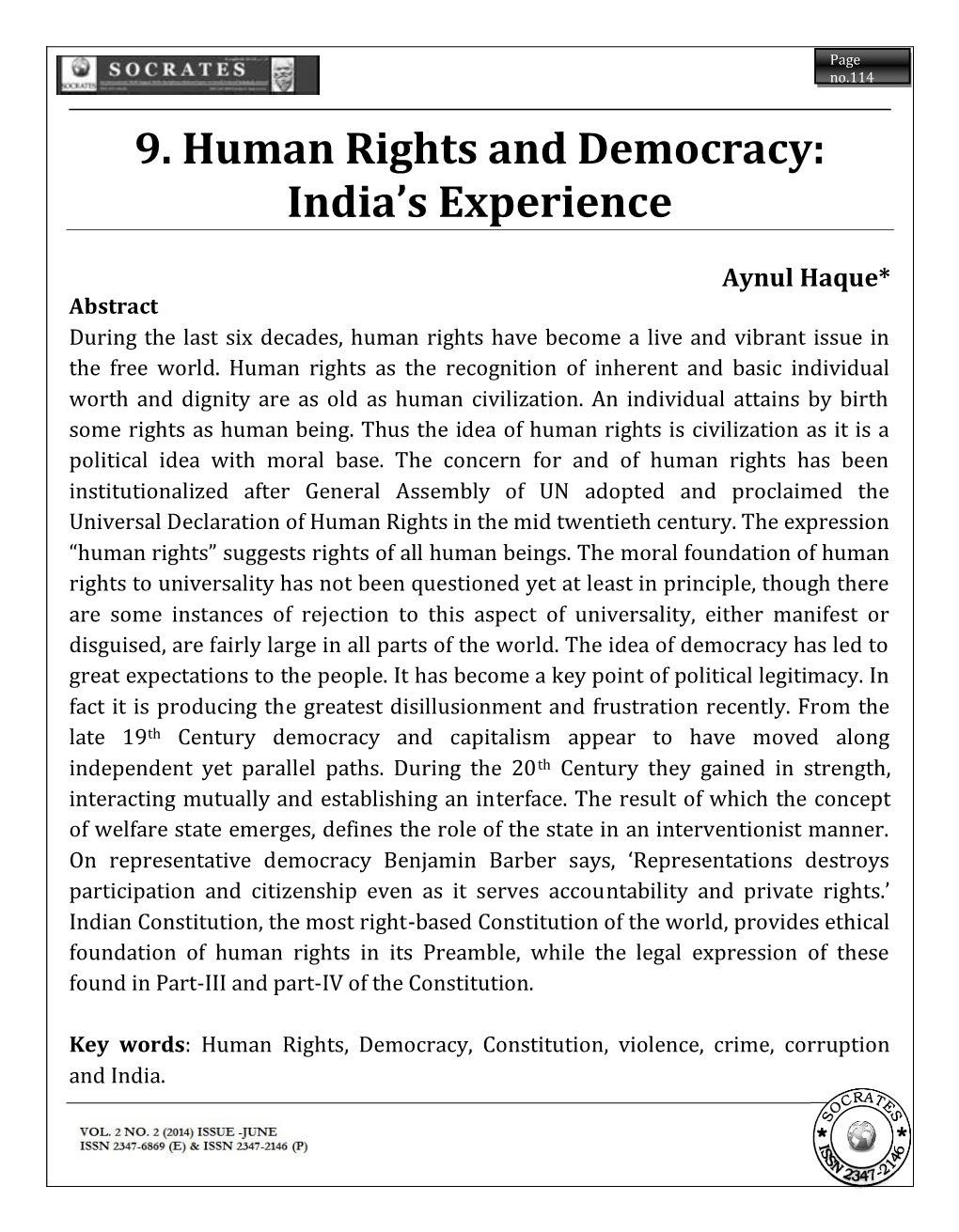 9. Human Rights and Democracy: India’S Experience