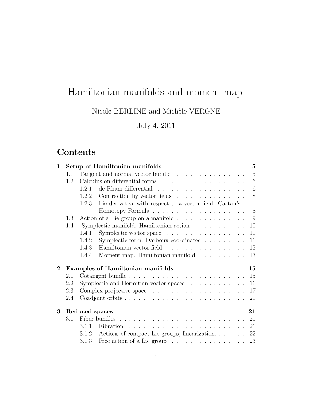 Hamiltonian Manifolds and Moment Map