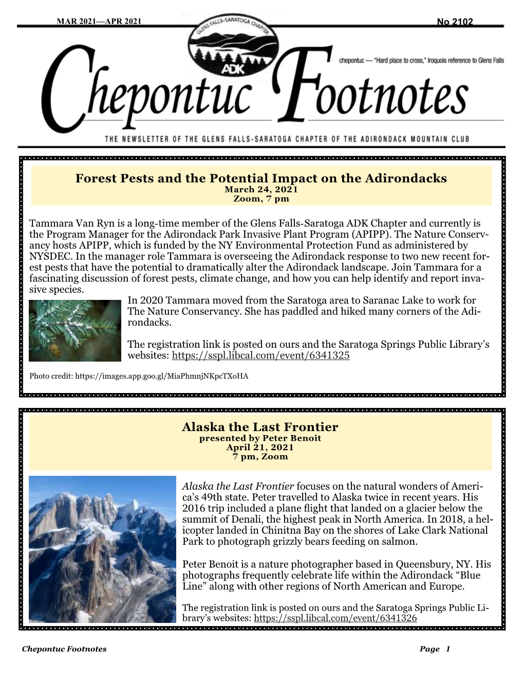 Forest Pests and the Potential Impact on the Adirondacks Alaska the Last