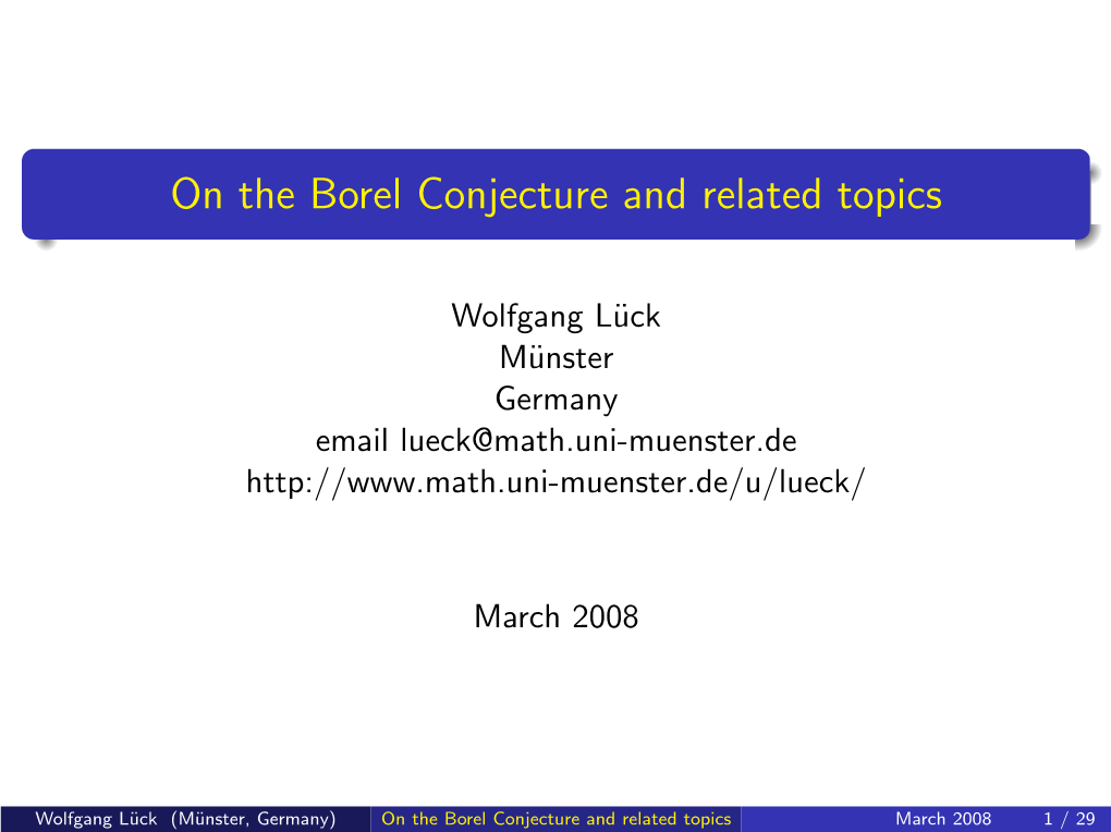 @Let@Token on the Borel Conjecture and Related Topics