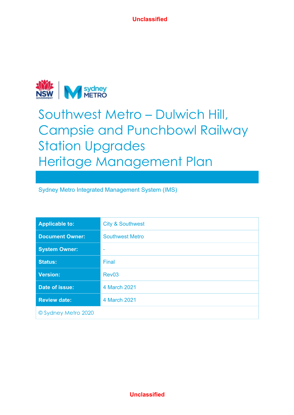 Heritage Management Plan