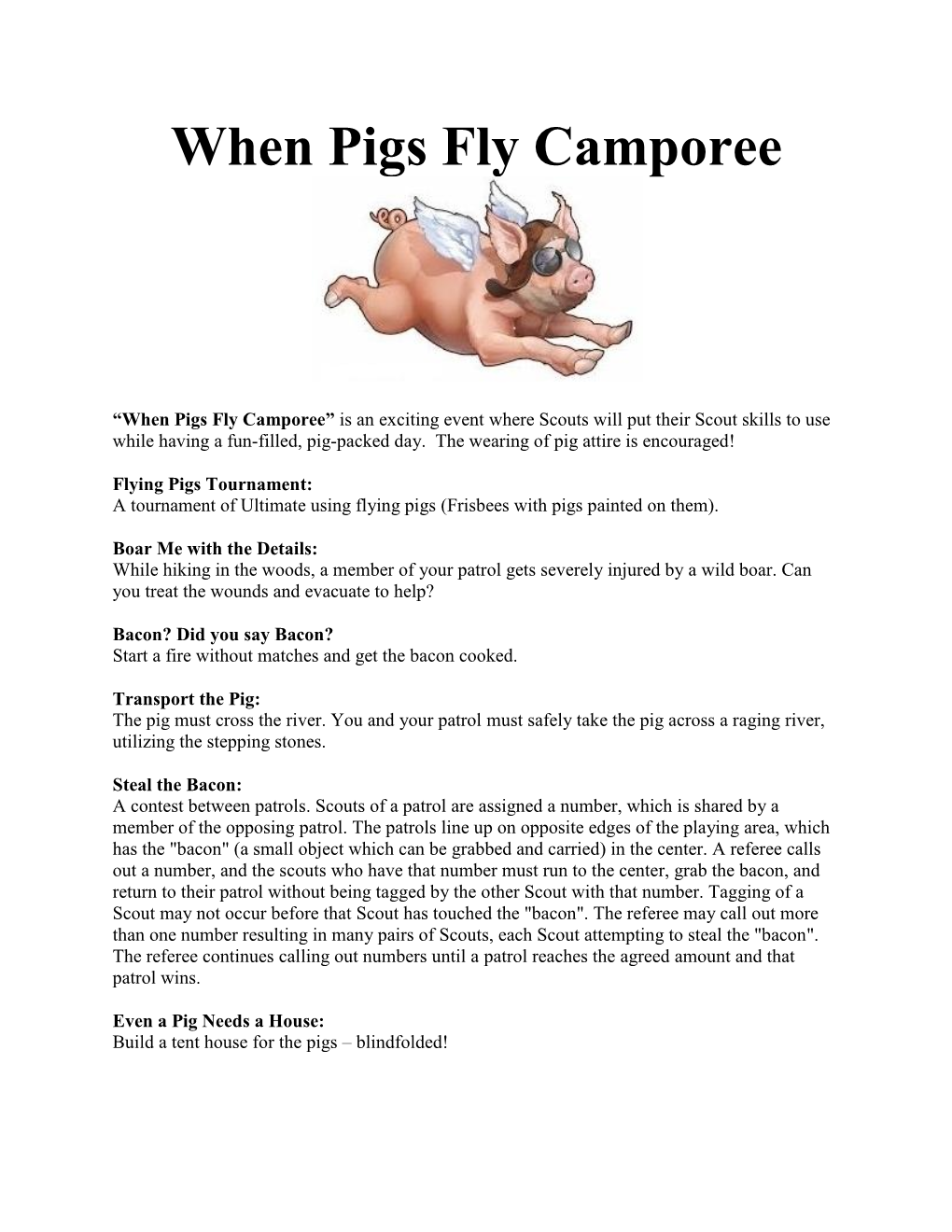 When Pigs Fly Camporee