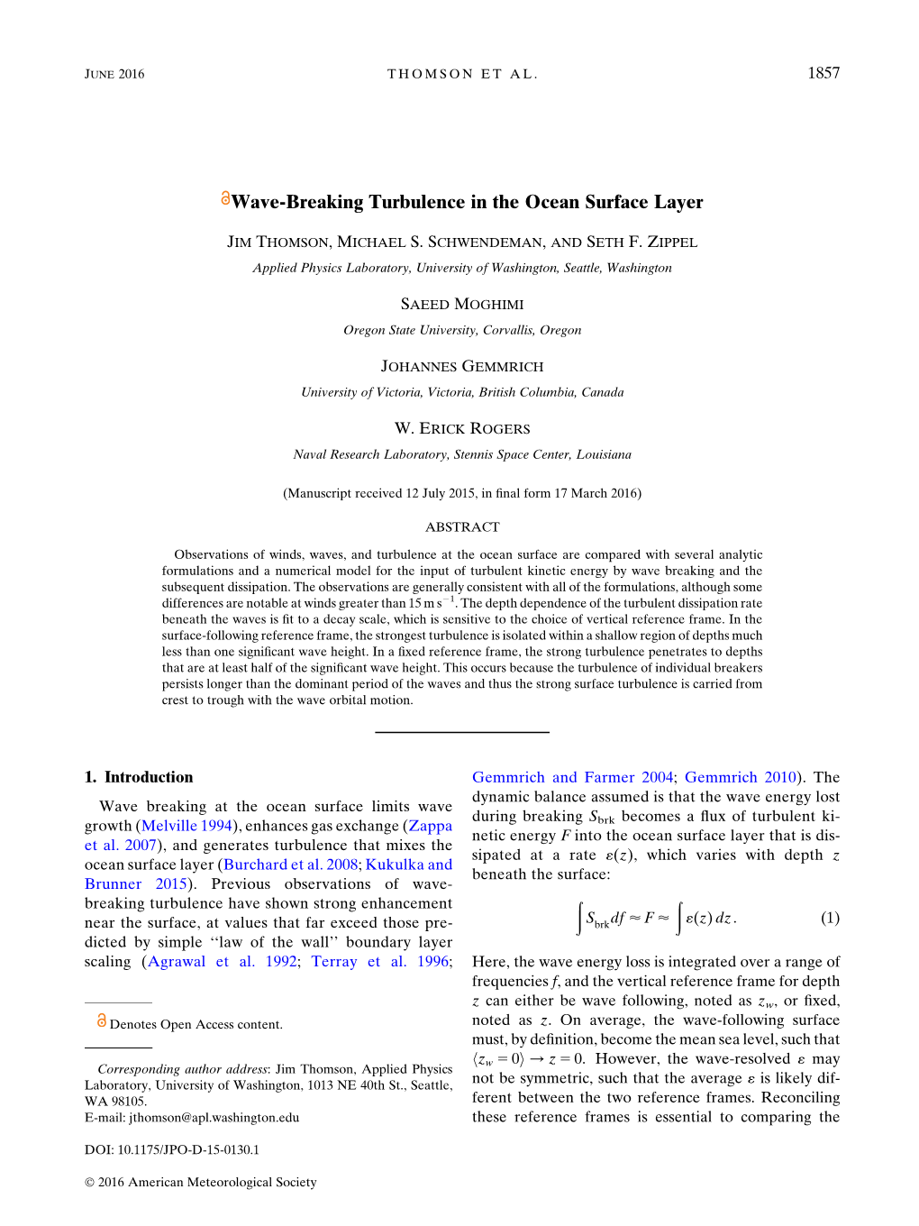 Wave-Breaking Turbulence in the Ocean Surface Layer