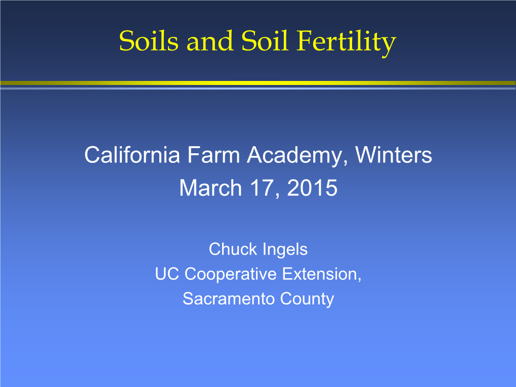 Soils and Soil Fertility