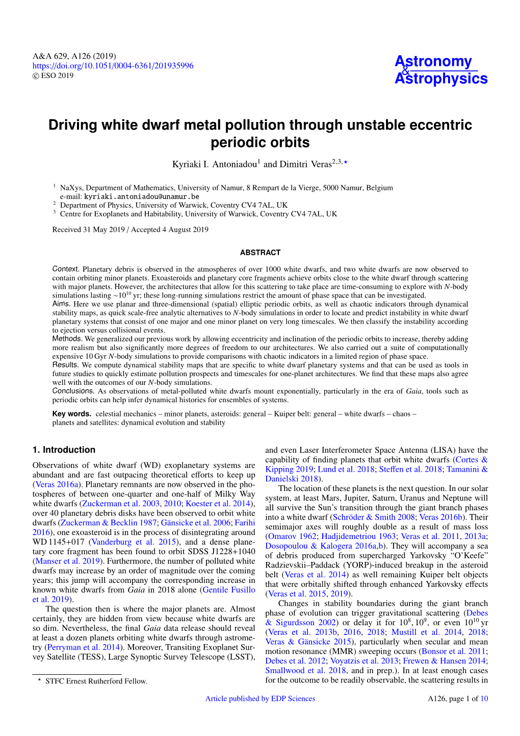 Driving White Dwarf Metal Pollution Through Unstable Eccentric Periodic Orbits Kyriaki I