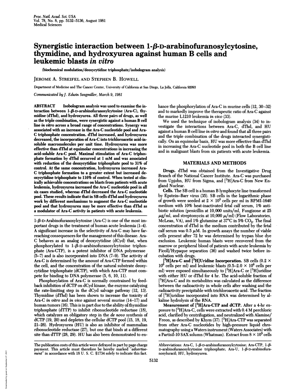 Synergistic Interaction Between L-8-D~Arabinofuranosylcytosine