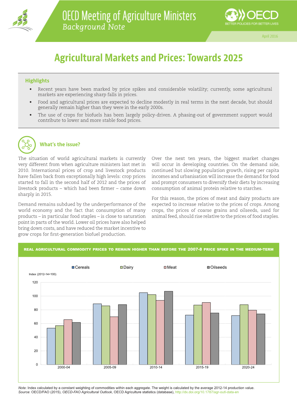 Agricultural Markets and Prices: Towards 2025