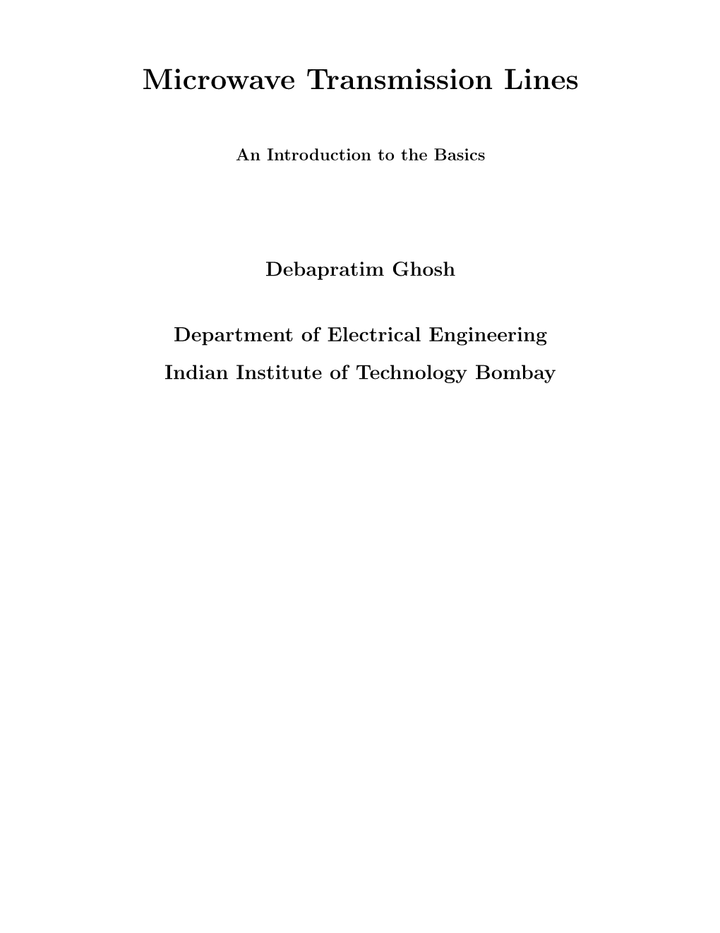 Microwave Transmission Lines