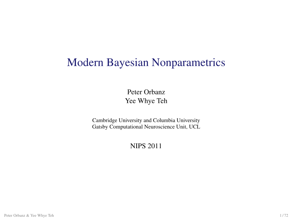 Modern Bayesian Nonparametrics