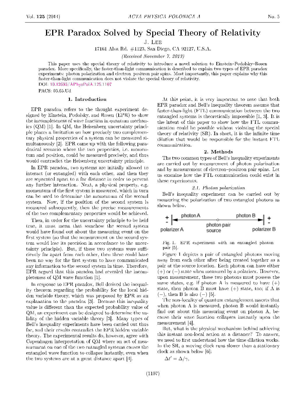 EPR Paradox Solved by Special Theory of Relativity J