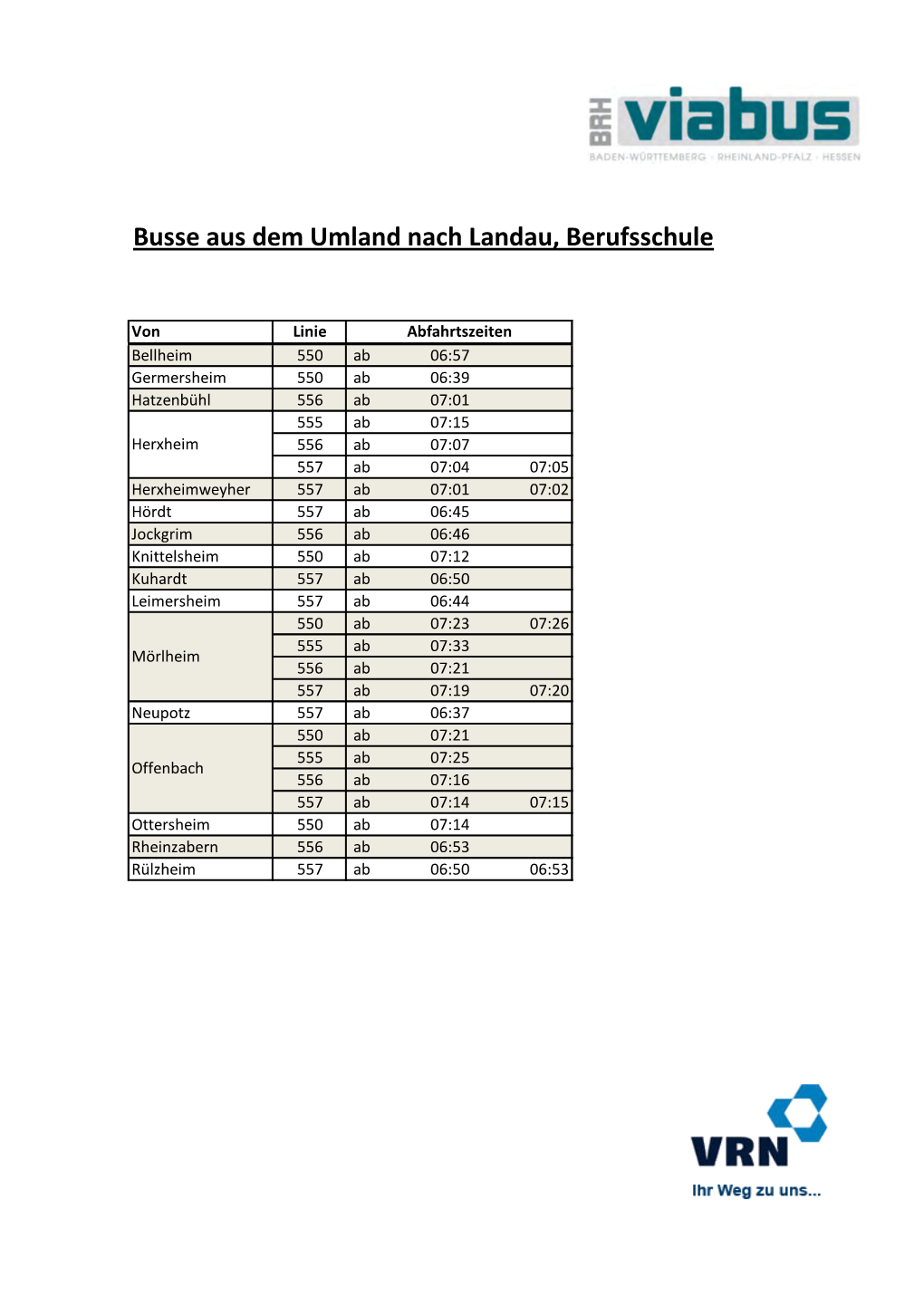 Busse Aus Dem Umland Nach Landau, Berufsschule