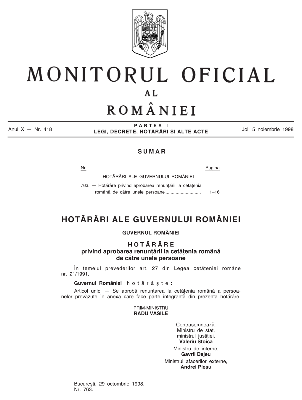 Hot√R¬Ri Ale Guvernului Rom¬Niei