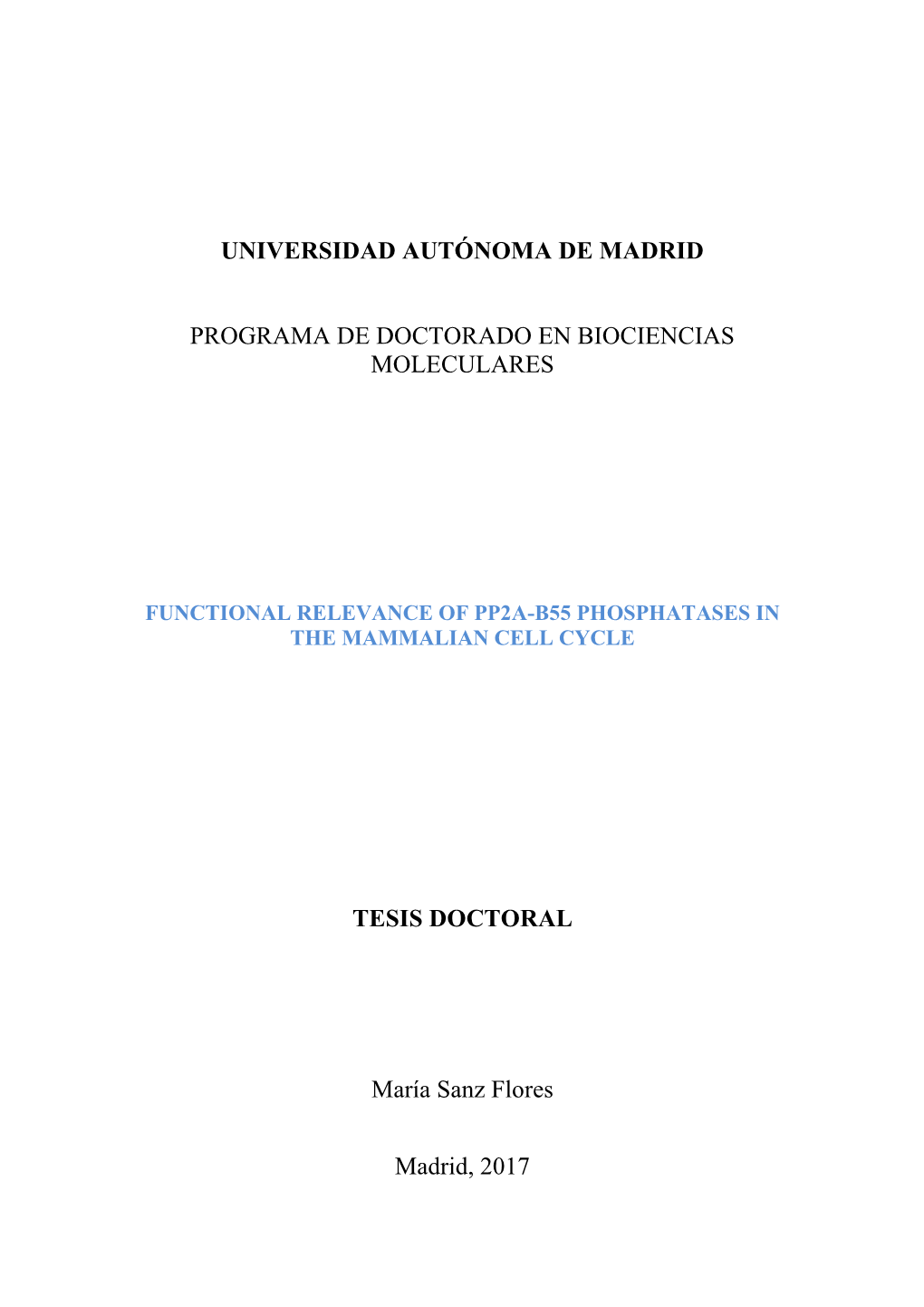 Universidad Autónoma De Madrid Programa De