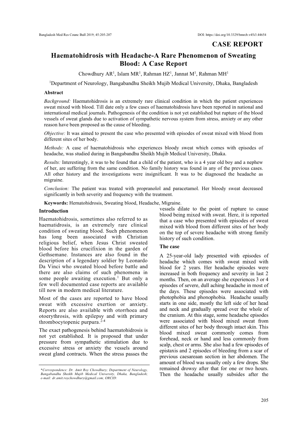 CASE REPORT Haematohidrosis With