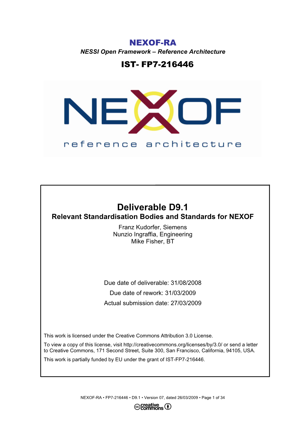 NEXOF-RA NESSI Open Framework – Reference Architecture IST- FP7-216446