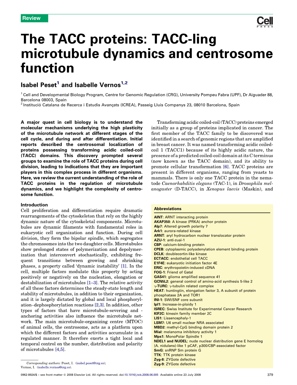 TACC-Ling Microtubule Dynamics and Centrosome Function