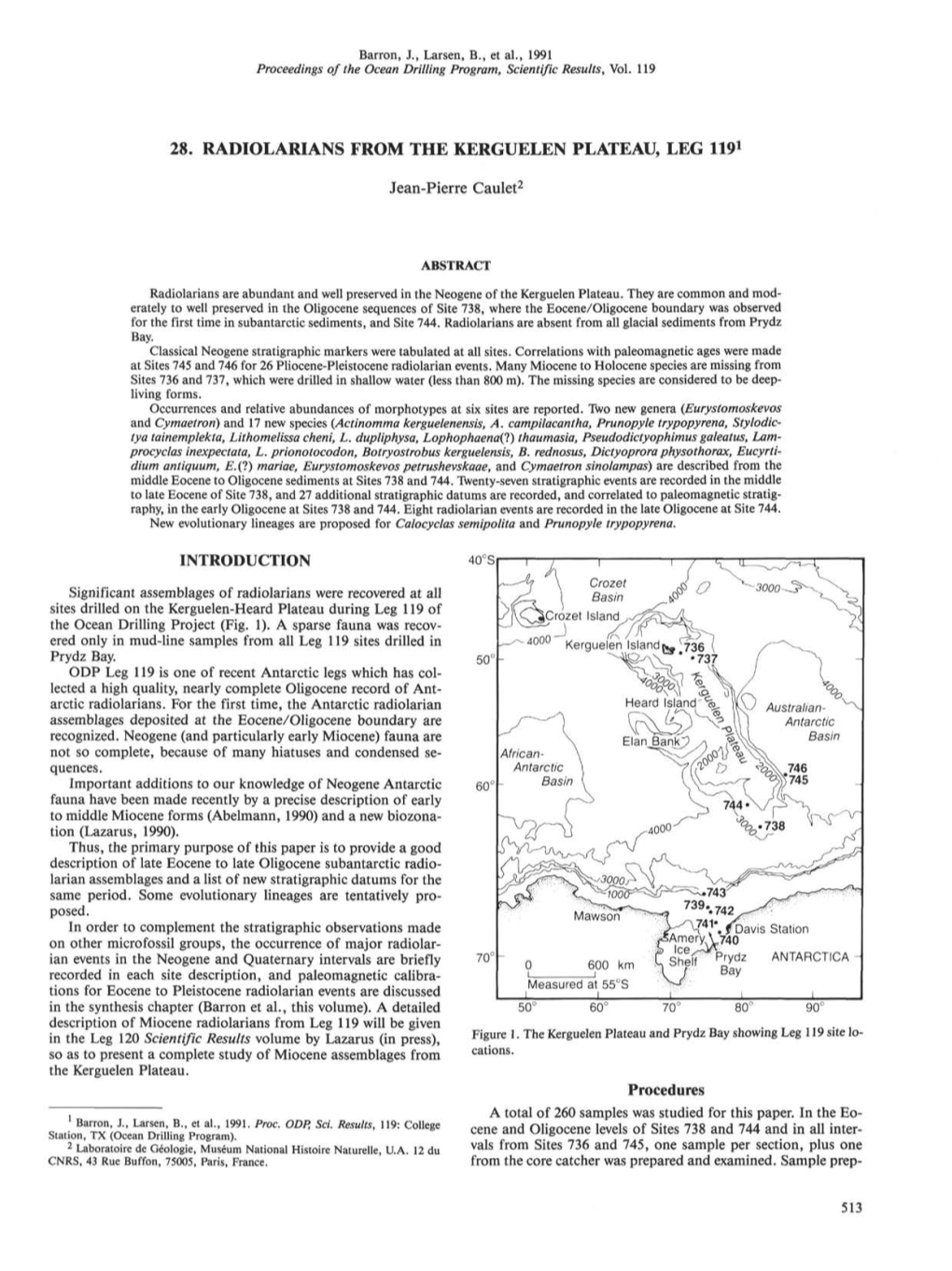 28. Radiolarians from the Kerguelen Plateau, Leg 1191