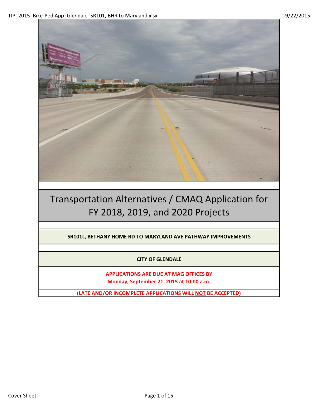 Transportation Alternatives / CMAQ Application for FY 2018, 2019, and 2020 Projects