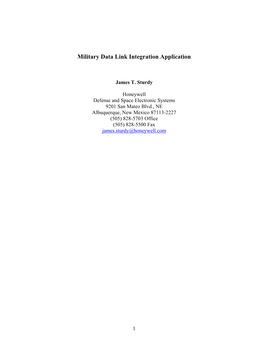 Military Data Link Integration Application