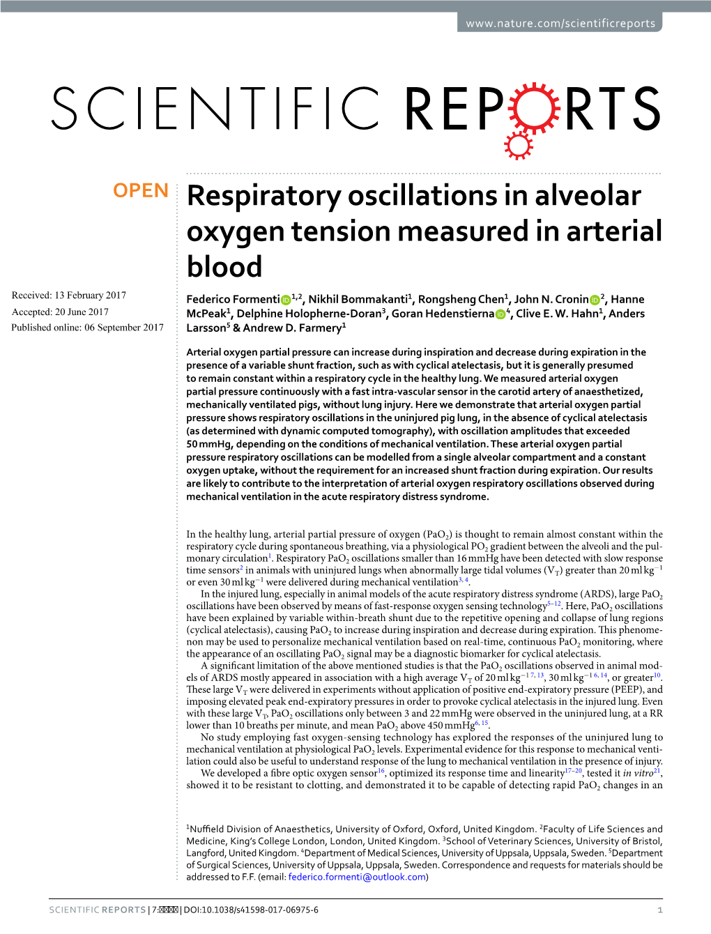 Respiratory Oscillations in Alveolar Oxygen Tension Measured in Arterial
