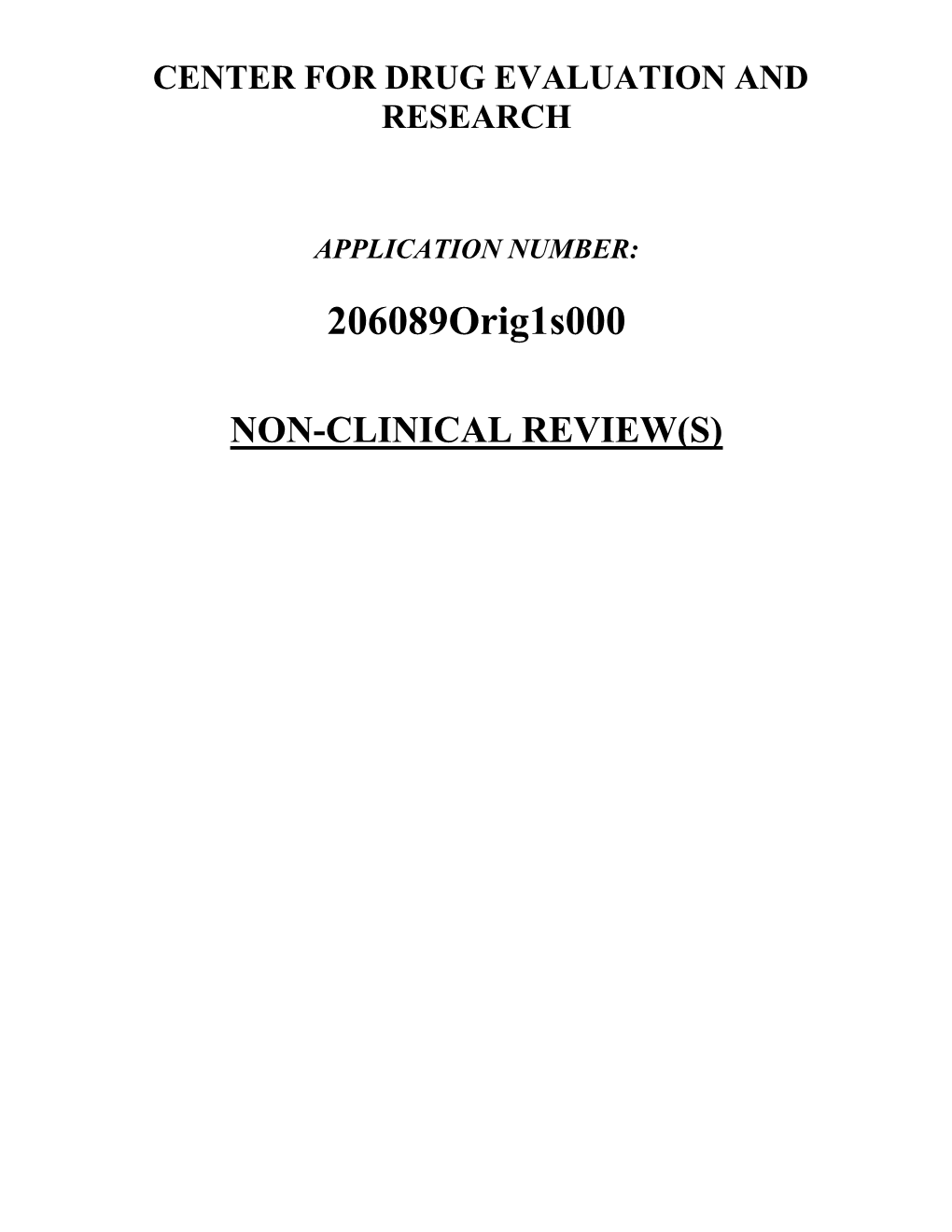 NON-CLINICAL REVIEW(S) DEPARTMENT of HEALTH & HUMAN SERVICES Food and Drug Administration