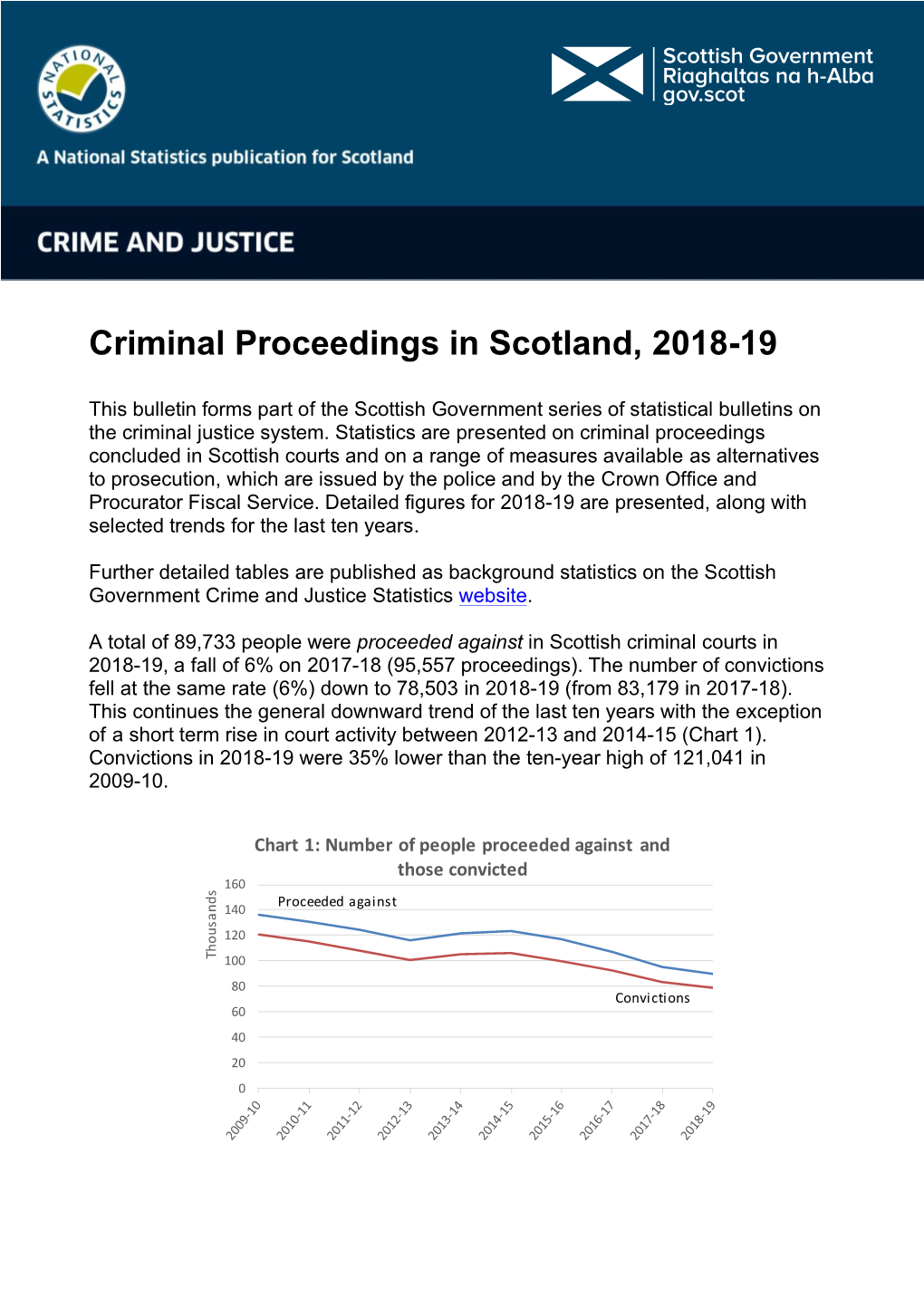 Crime and Justice : Criminal Proceedings in Scotland, 2018-19