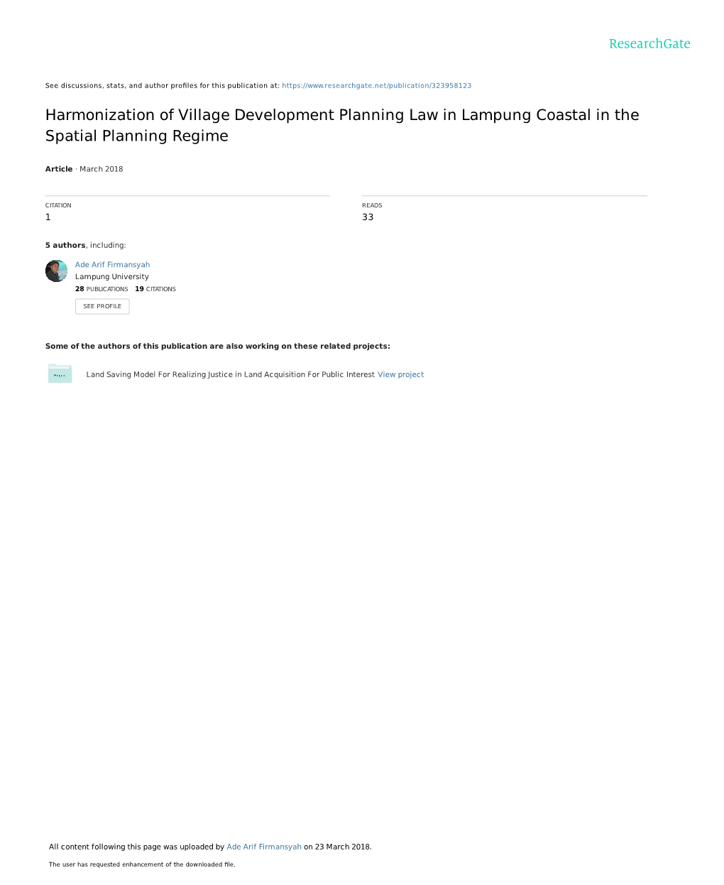 Harmonization of Village Development Planning Law in Lampung Coastal in the Spatial Planning Regime