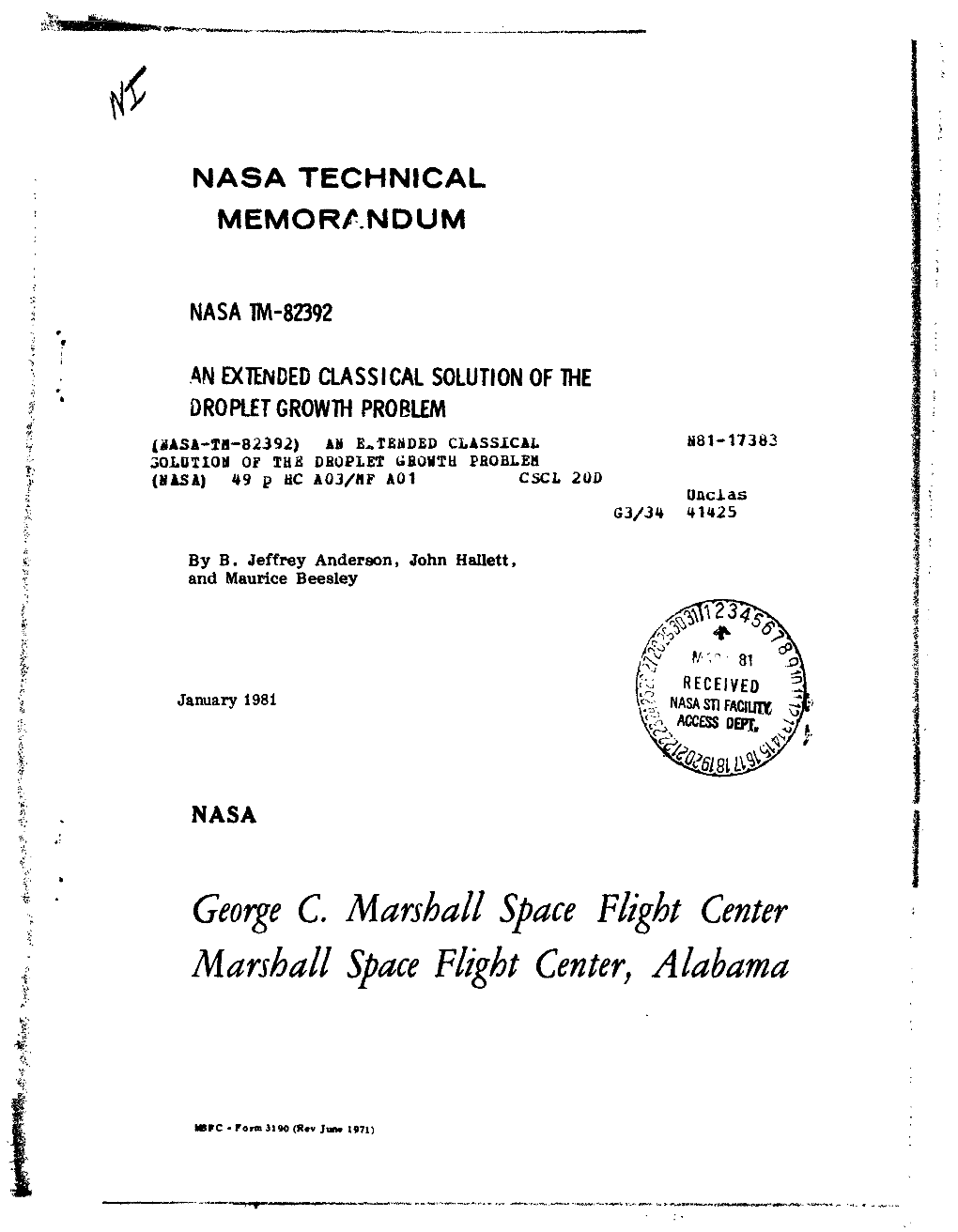 George C. Marshall Space Flight Center Marshall Space Flight Center, Alabama