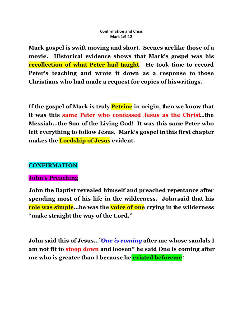 The Gospel of Mark Series