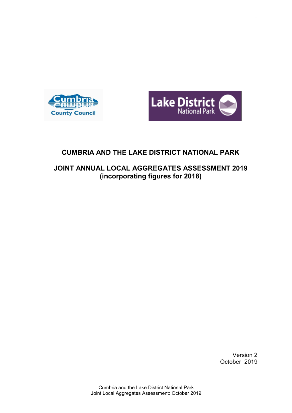 Cumbria Local Aggregates Assessment 2019 – Full Report