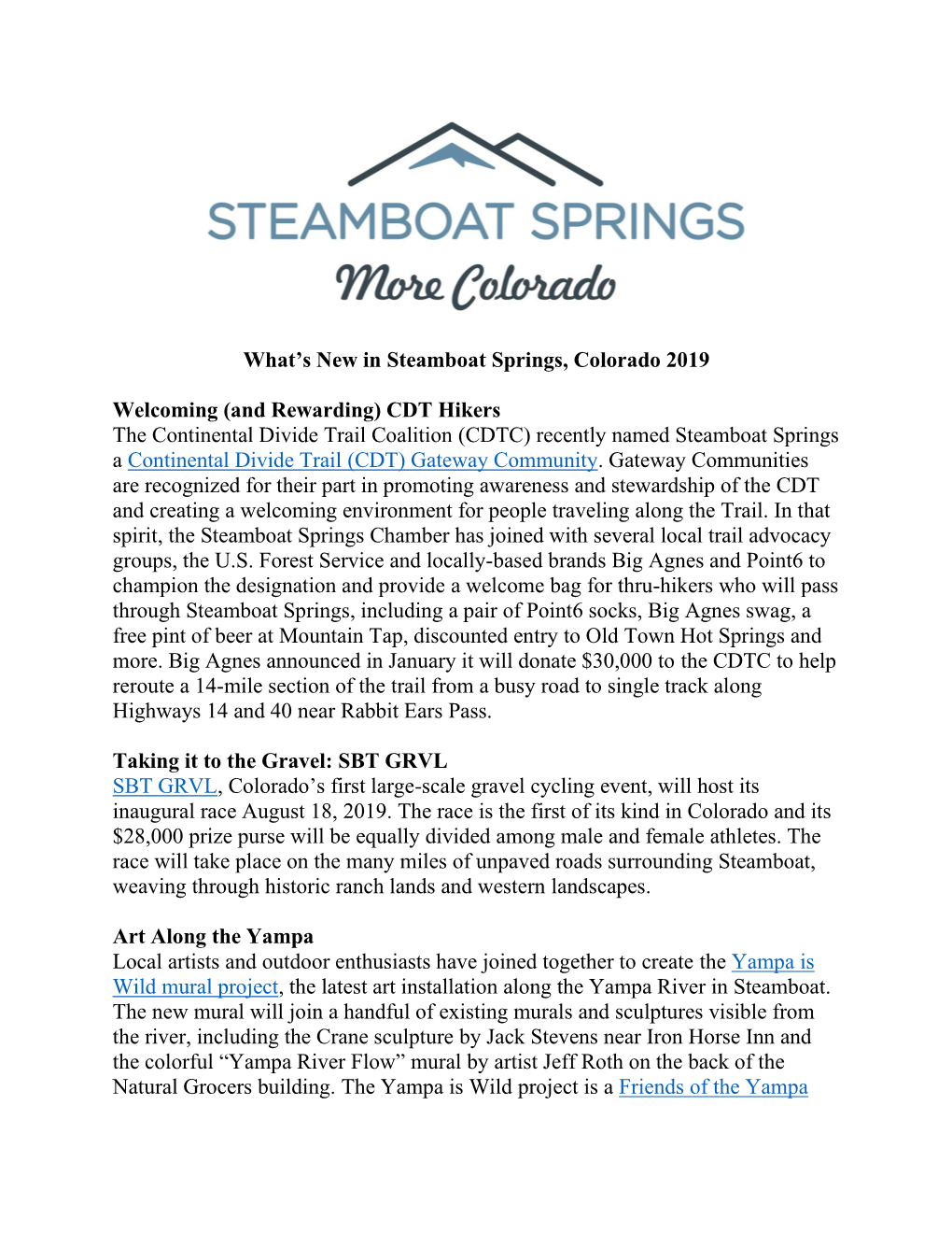 What's New in Steamboat Springs, Colorado 2019 Welcoming (And