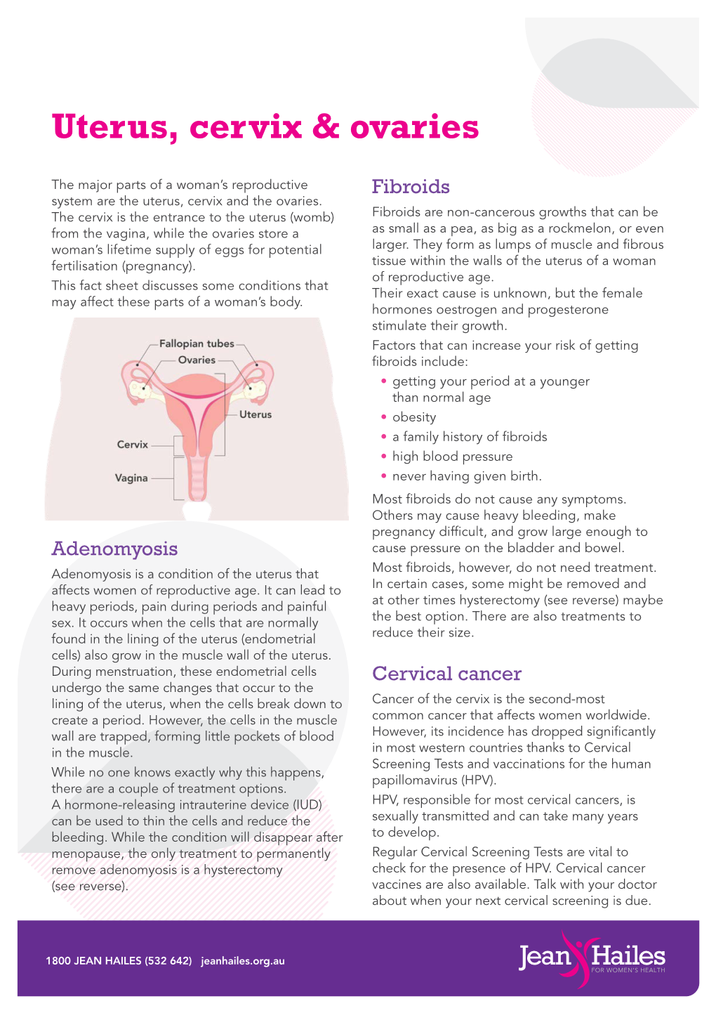 Uterus, Cervix and Ovaries