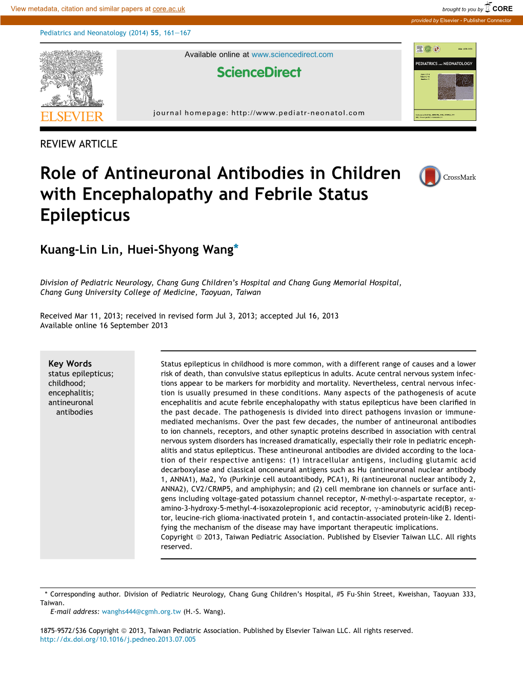 Role of Antineuronal Antibodies in Children with Encephalopathy and Febrile Status Epilepticus