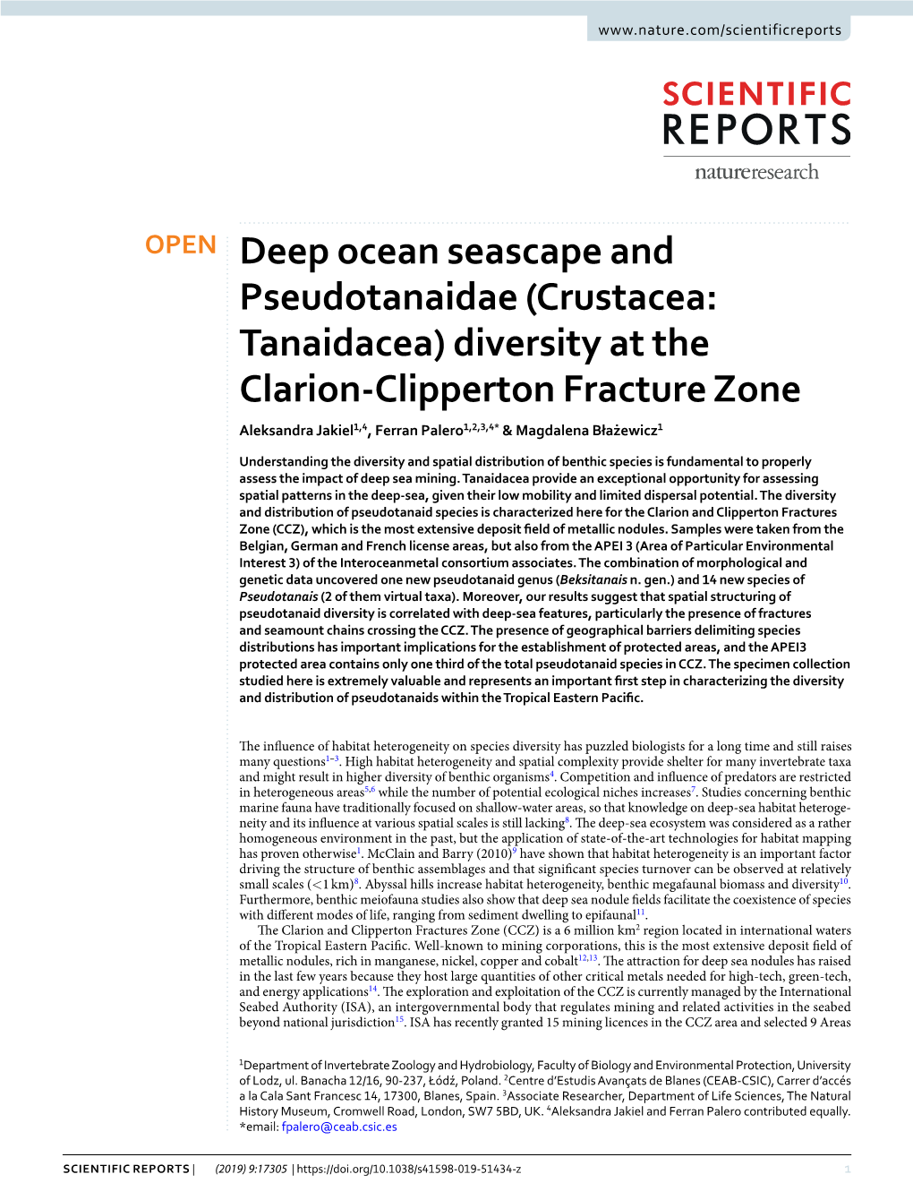 Deep Ocean Seascape and Pseudotanaidae (Crustacea