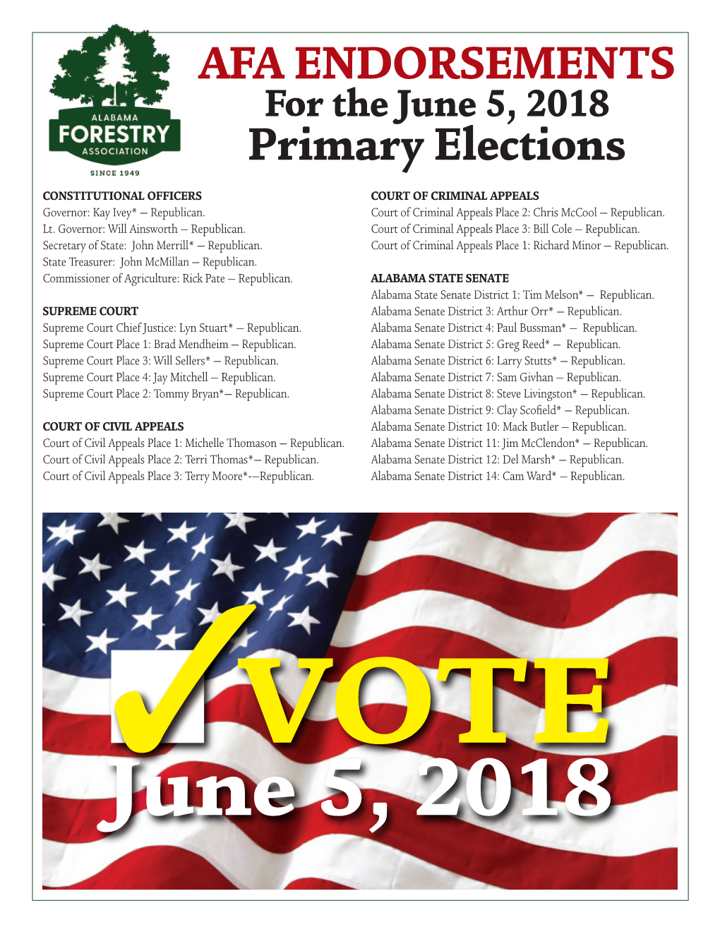 AFA ENDORSEMENTS Primary Elections