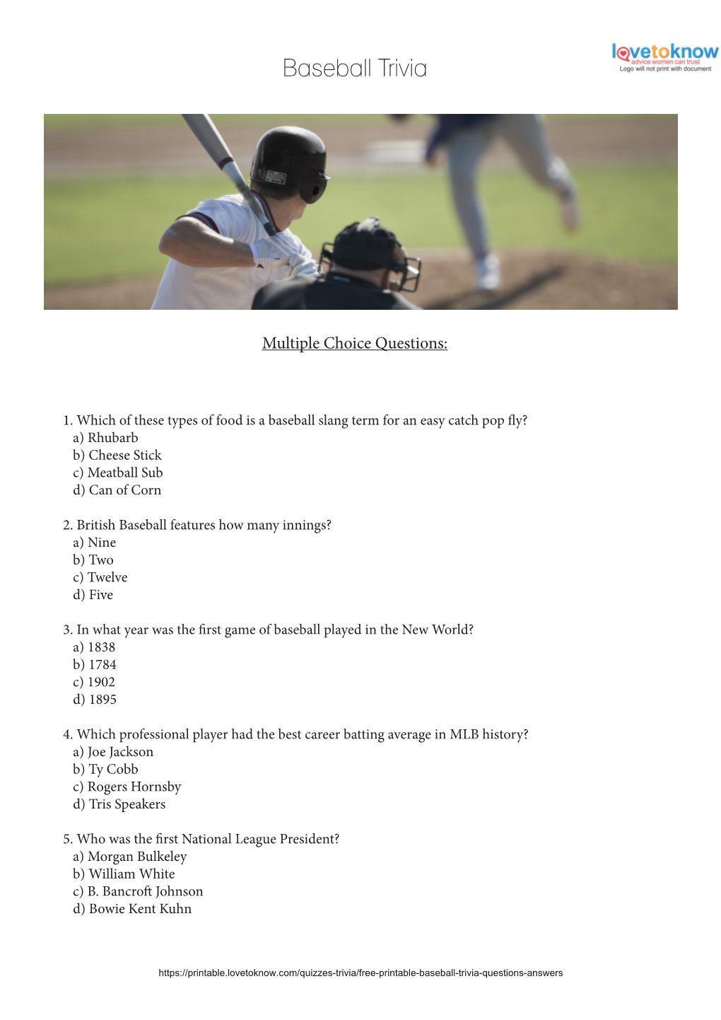 Baseball Trivia Questions and Answers