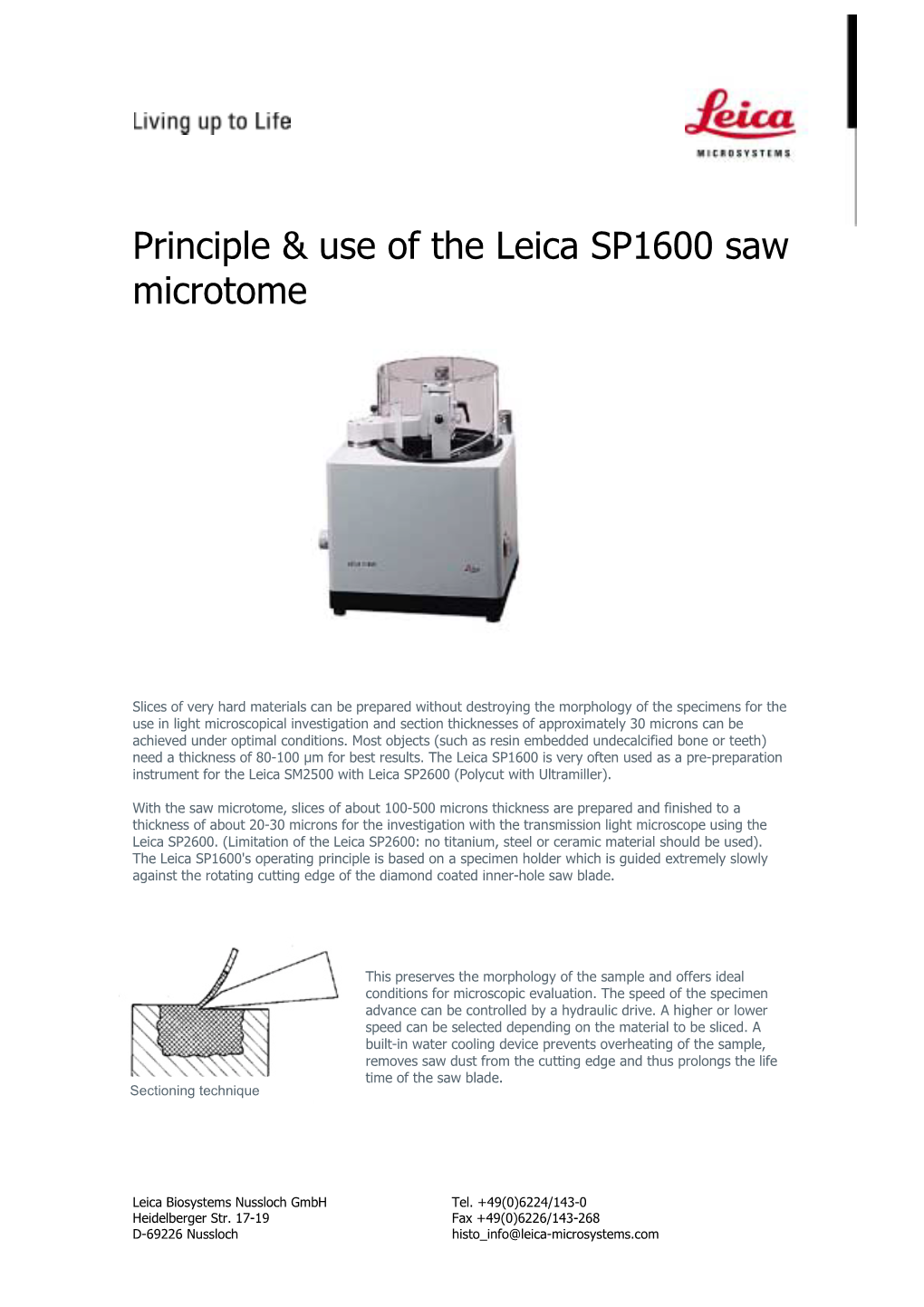 Principle & Use of the Leica SP1600 Saw Microtome