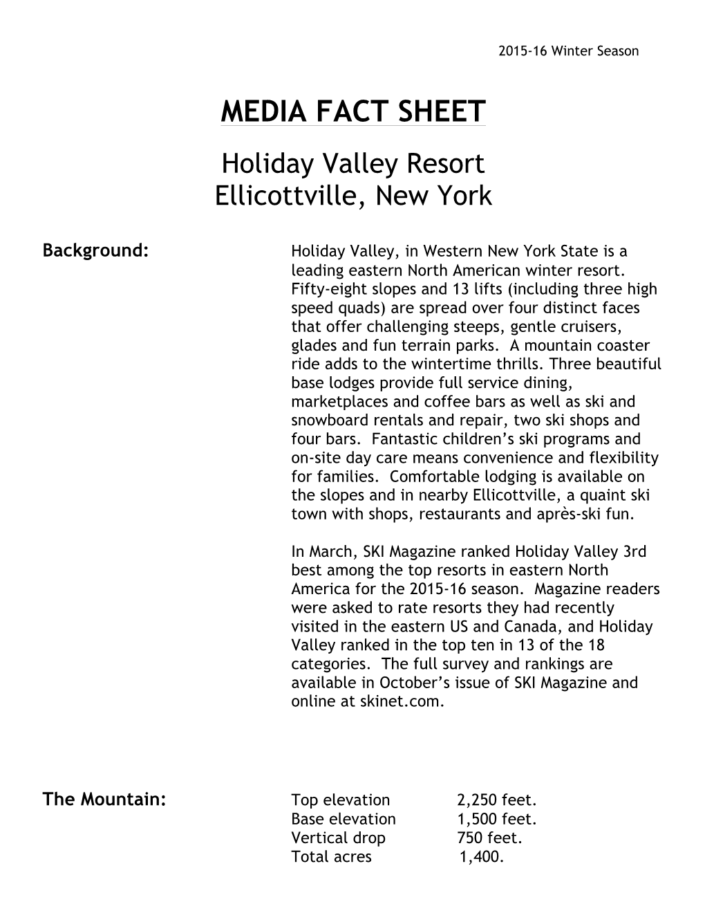 Media Fact Sheet