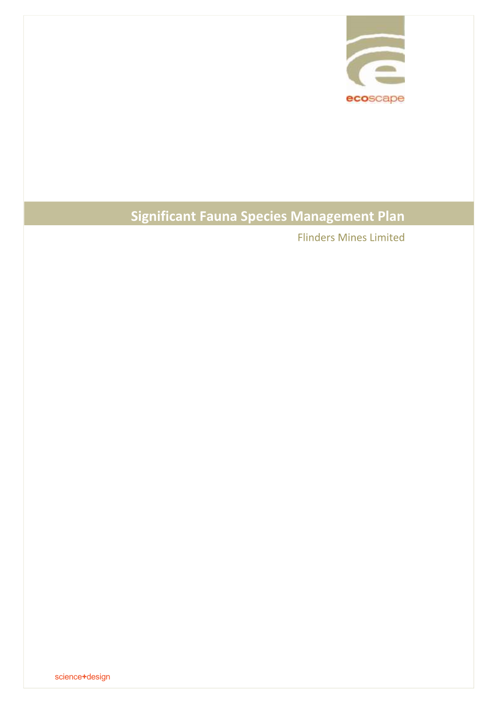 Significant Fauna Species Management Plan Flinders Mines Limited