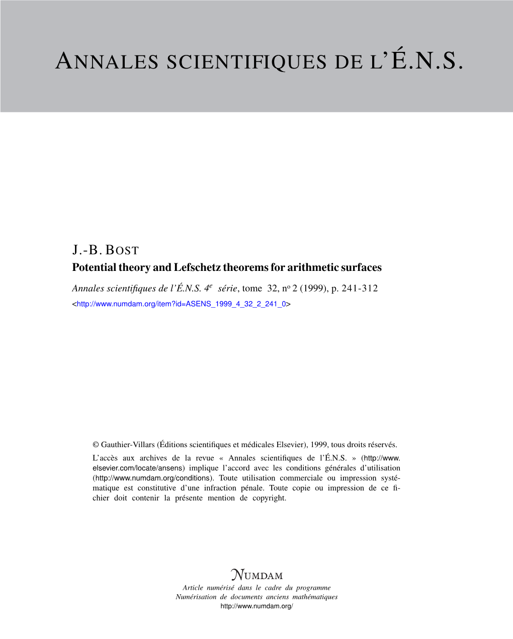 Annales Scientifiques De L'é.Ns