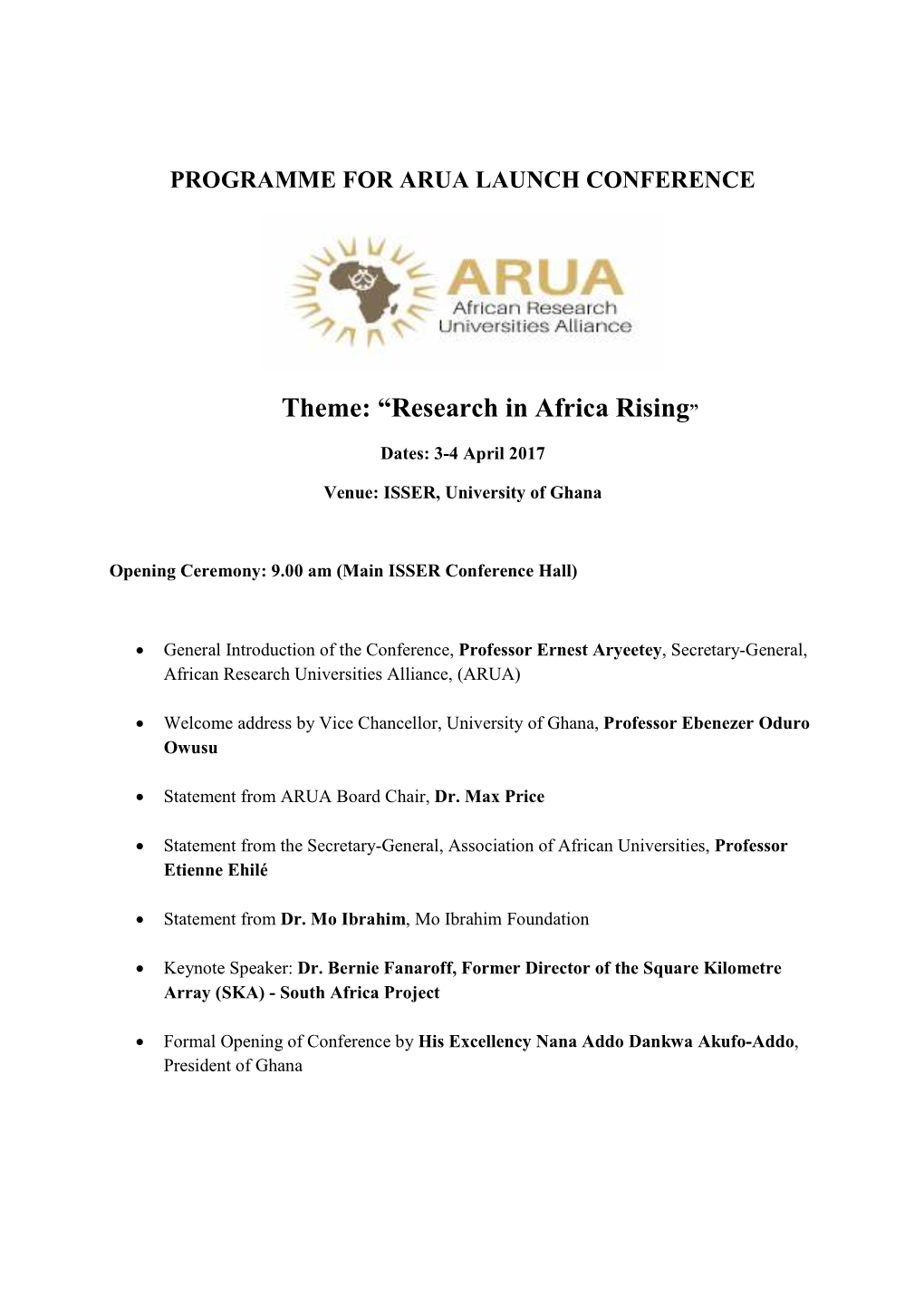 Theme: “Research in Africa Rising”