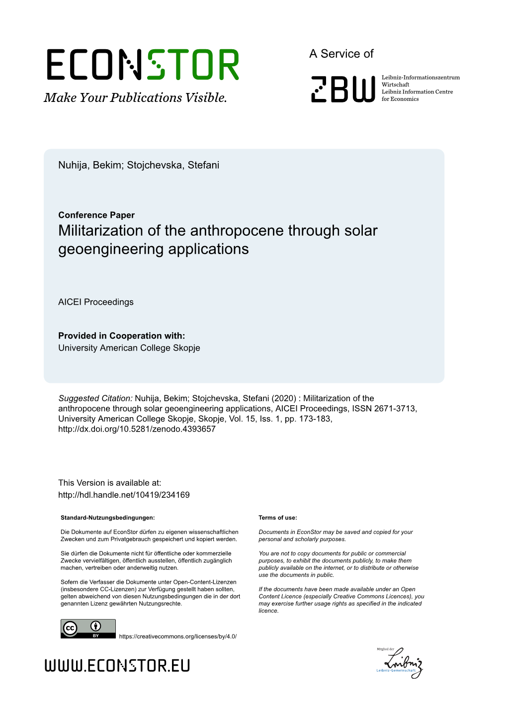 Militarization of the Anthropocene Through Solar Geoengineering Applications