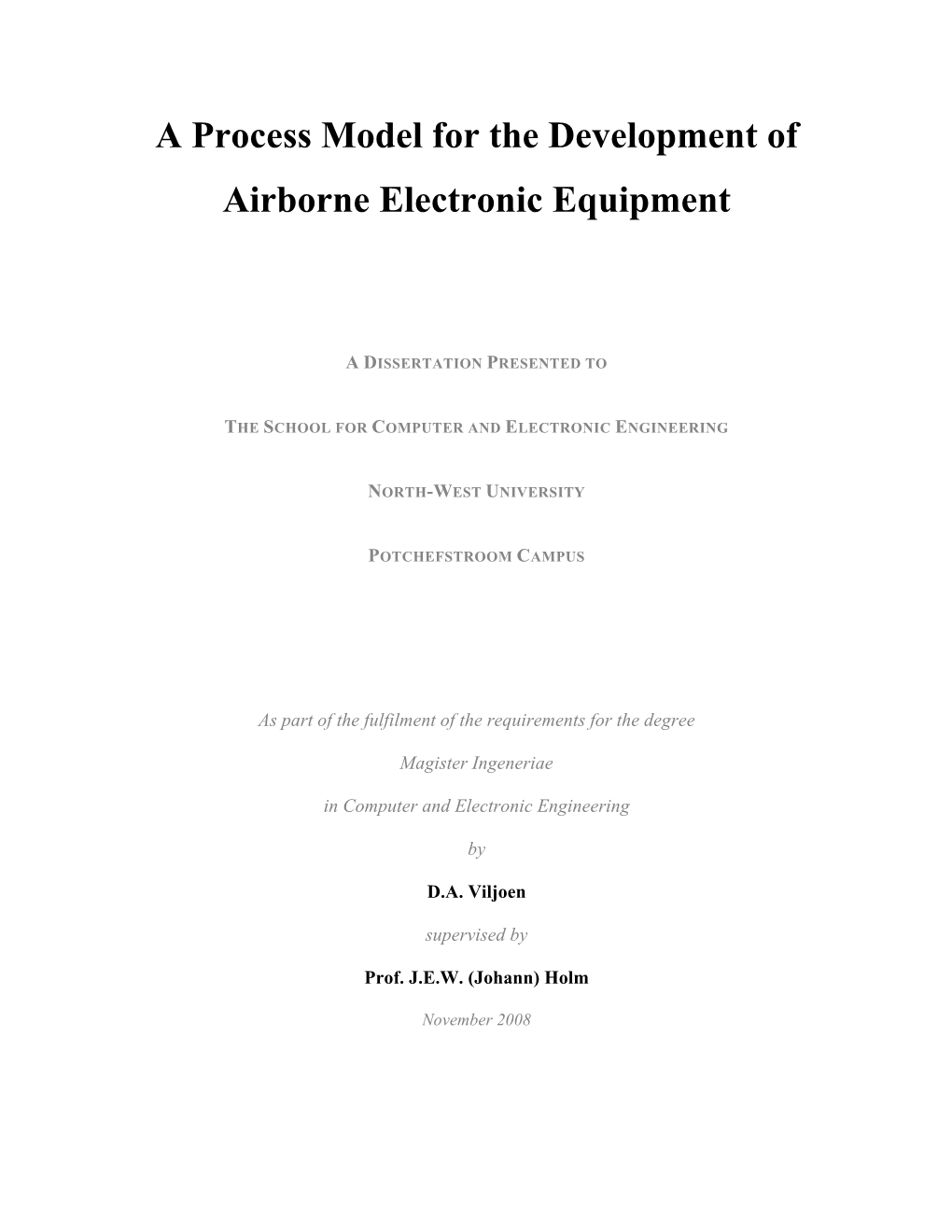 A Process Model for the Development of Airborne Electronic Equipment